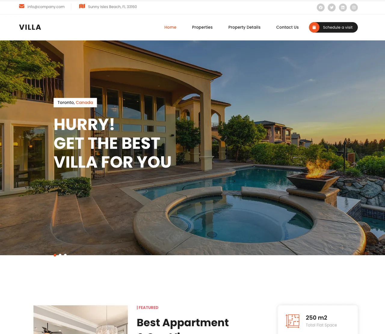 Screenshot of Villa, a real estate agency hosted on Supadrop