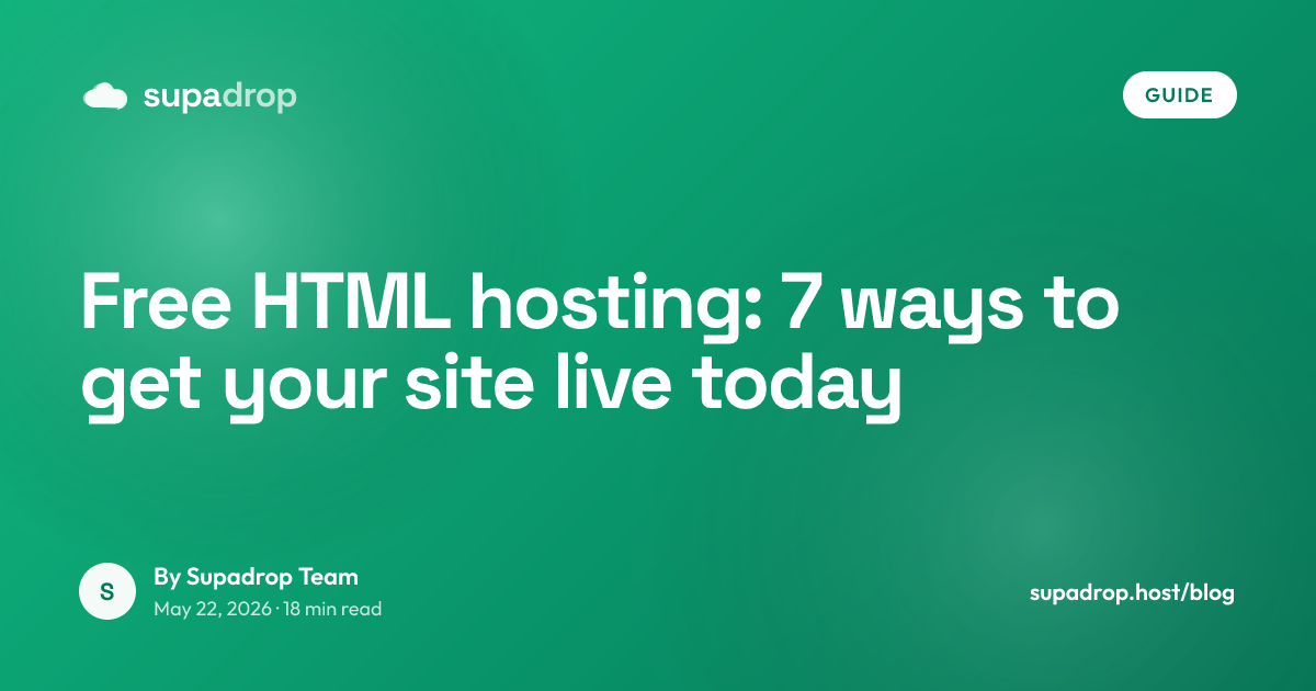 Free HTML Hosting: 7 Ways to Put Your Site Online in 2026 - Supadrop Blog